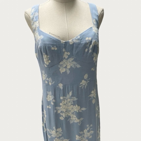 Reformation $378 Reverie Dress Floral Maxi Powder Blue Sleeveless Size 10 - Picture 3 of 9